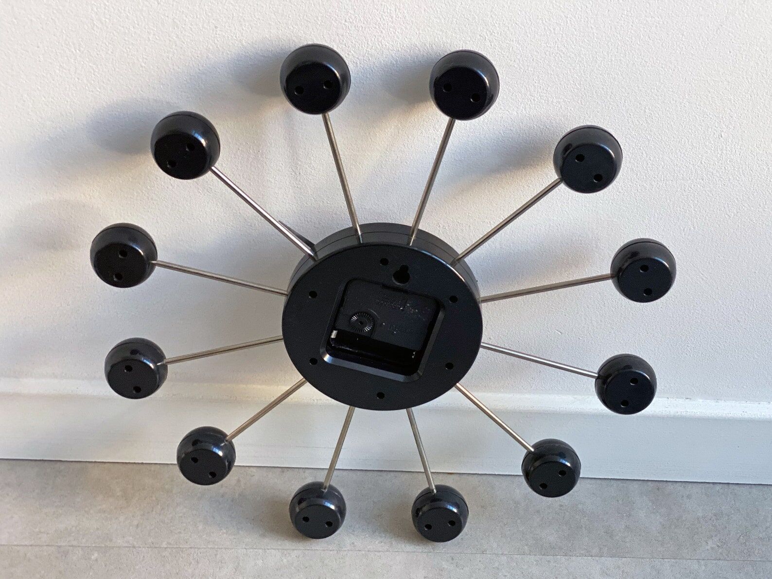 Black sputnik spider wall clock - space age - atomic