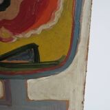 1960s Abstract Cubist Oil Painting Picasso Style Mid Century