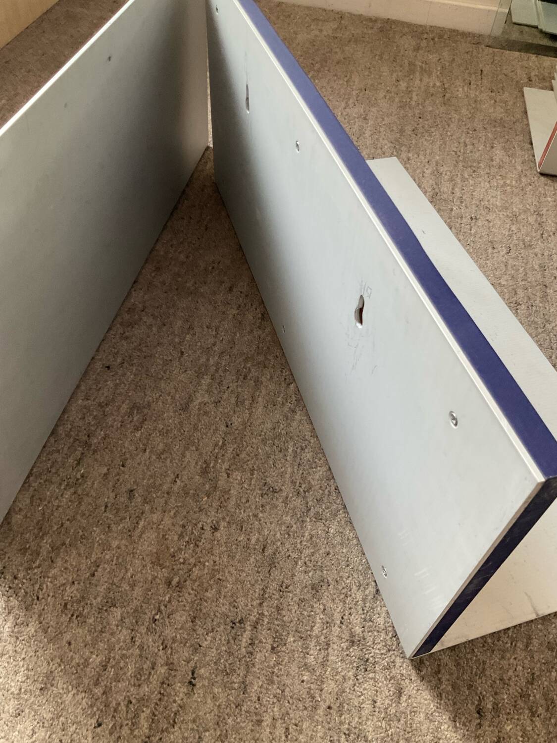 Pair of contemporary shelves in aluminum and stained wood