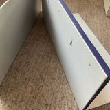 Pair of contemporary shelves in aluminum and stained wood