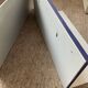 Pair of contemporary shelves in aluminum and stained wood