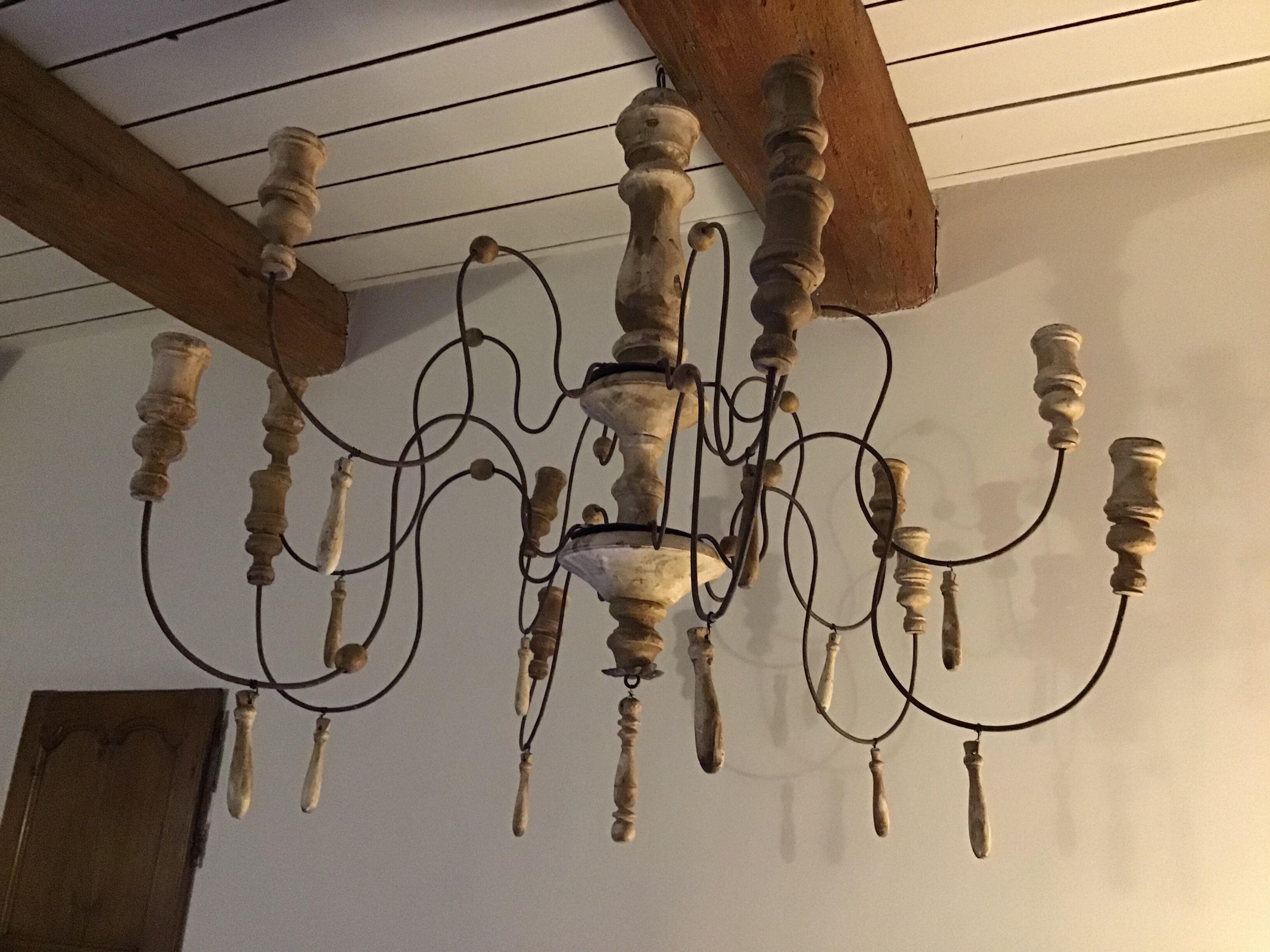 Wooden and iron suspension luster