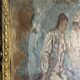 Vintage 1900 triptych barber mirror in gold, gallant scene - 20 x 59 cm