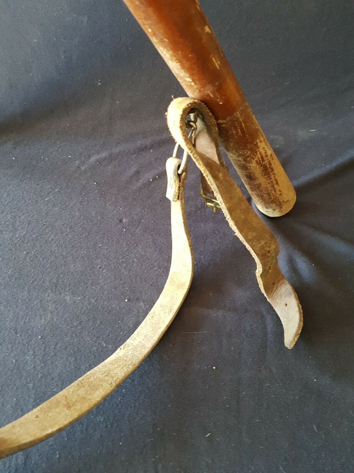 Wooden and leather folding stool