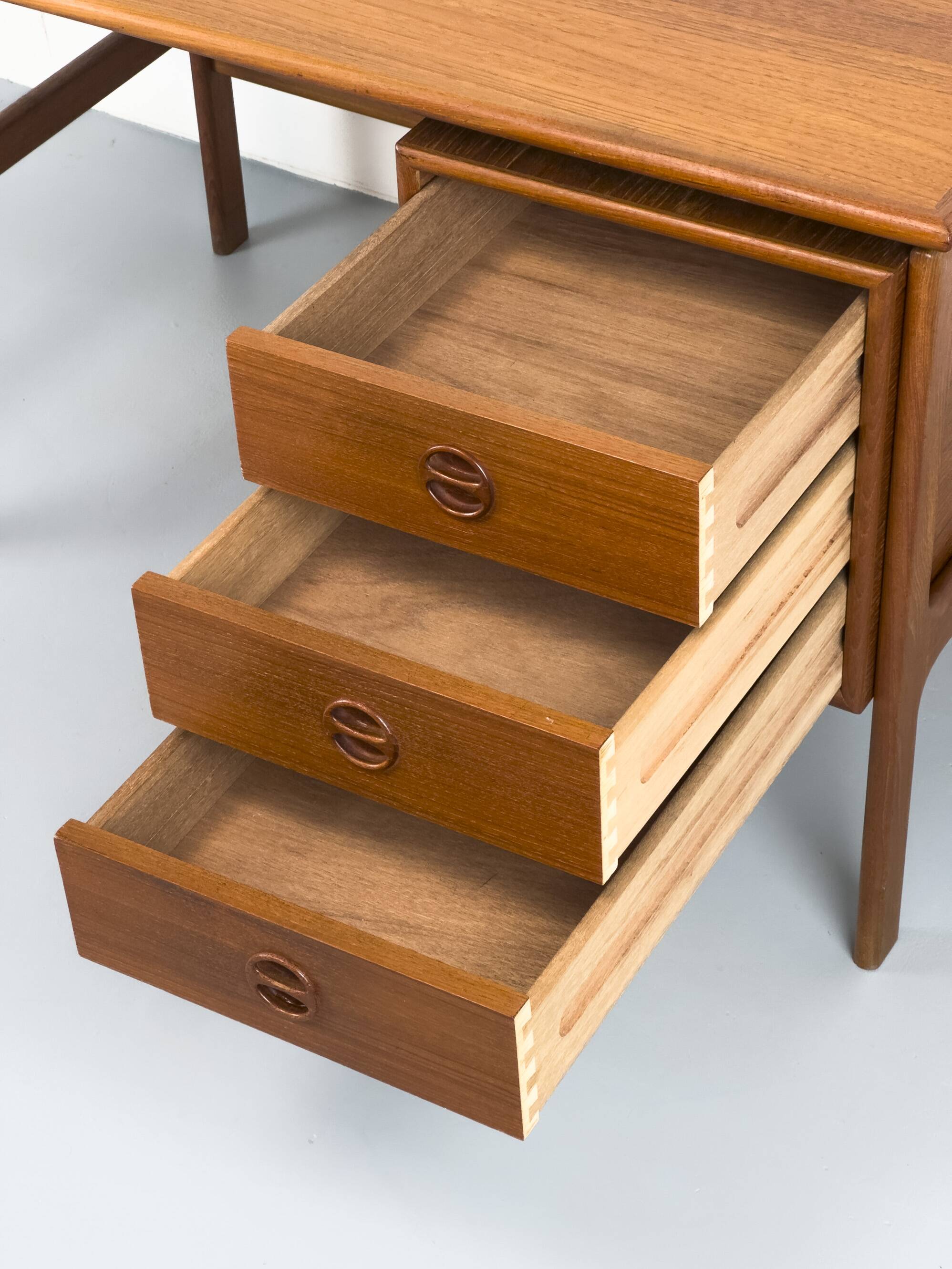 Teak Desk with 3 Drawers from GV Møbler, 1960s