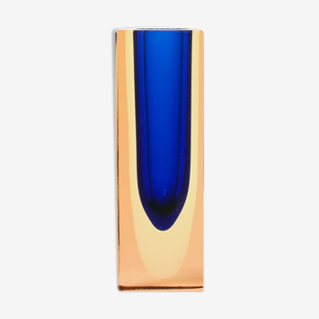 Petit vase à facettes Sommerso verre de Murano 1970