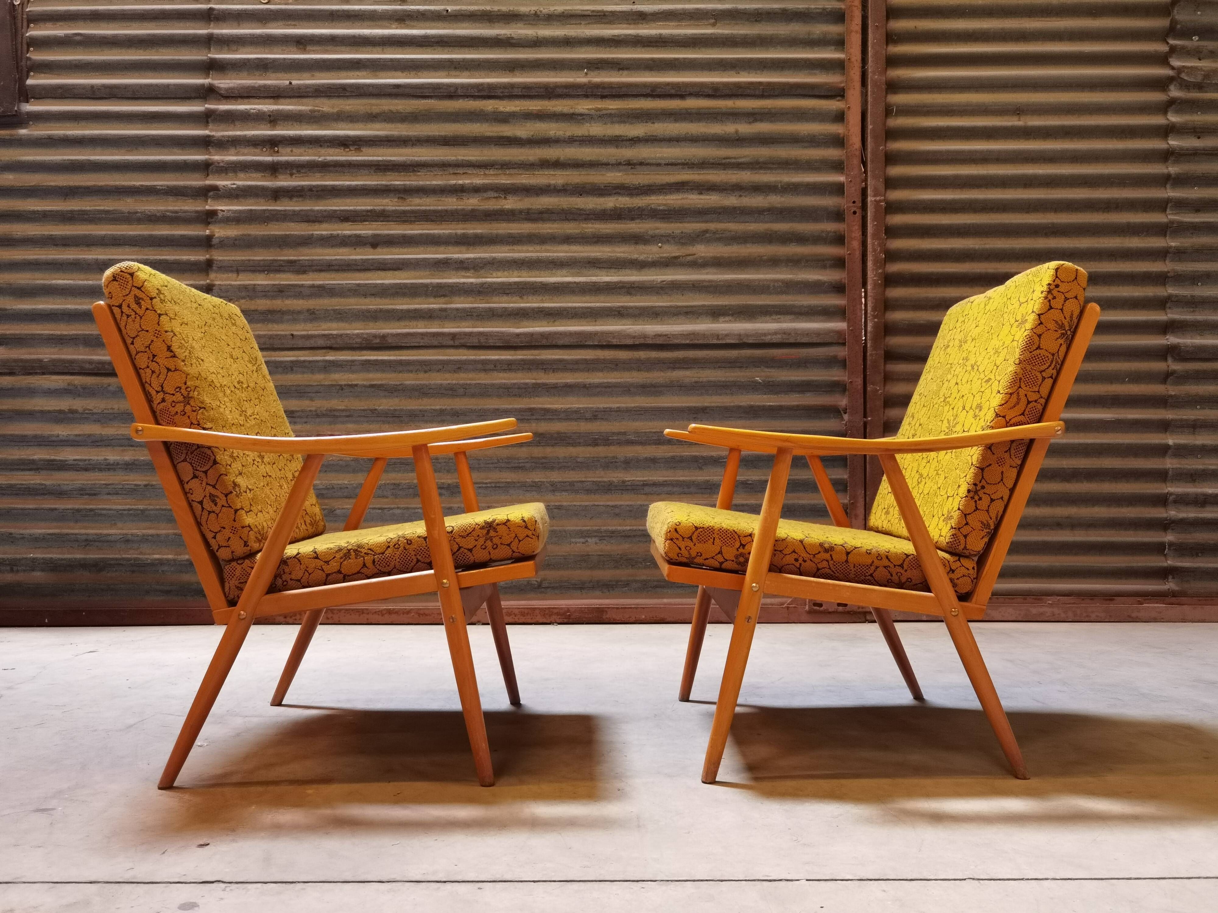 Pair of armchairs Ton Bystřice model Boomerang by Antonin Suman 1960