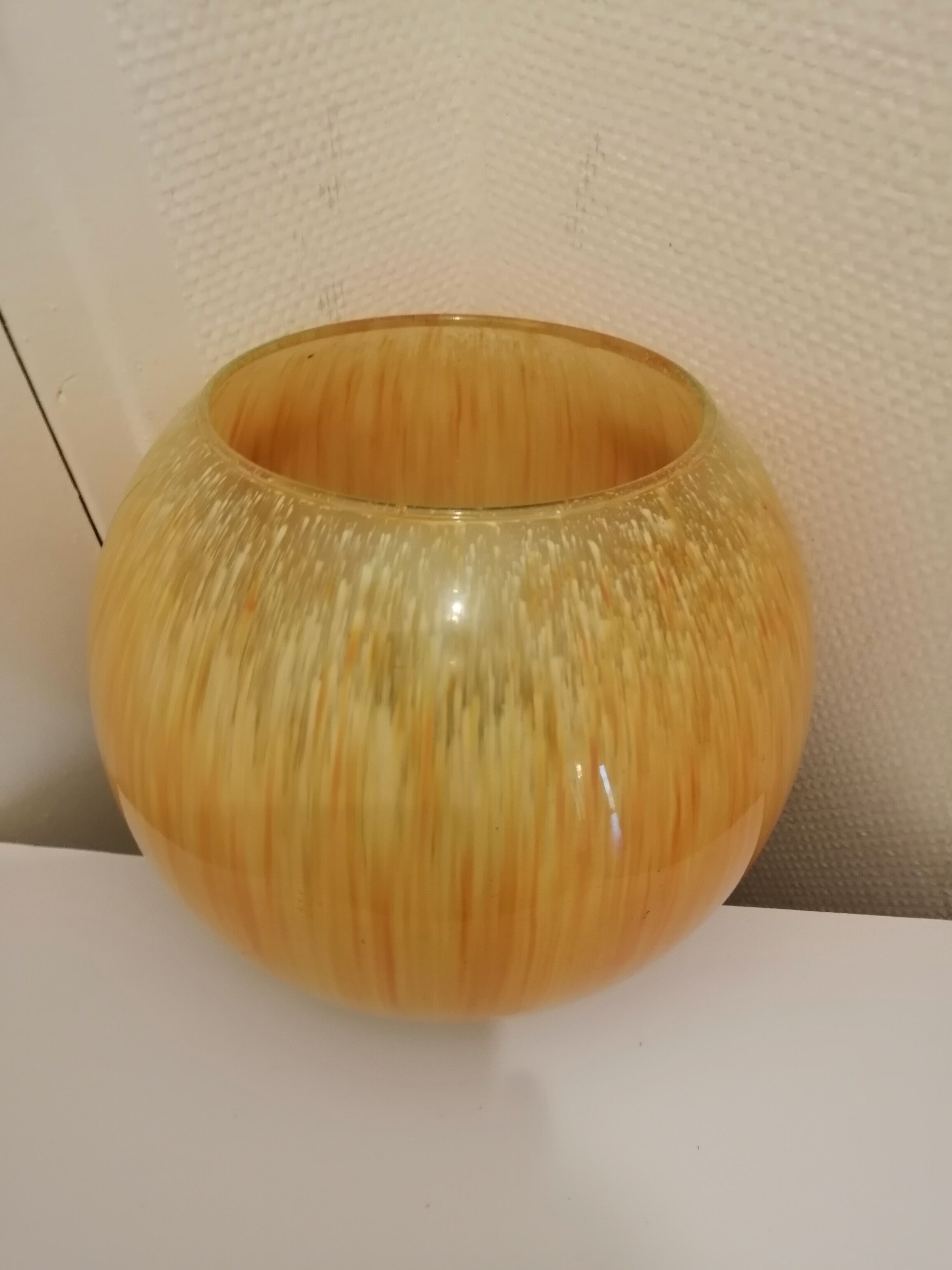 Vintage yellow and orange glass vase vintage