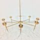 50s chandelier, 8 fires, brass and ice glass tulips