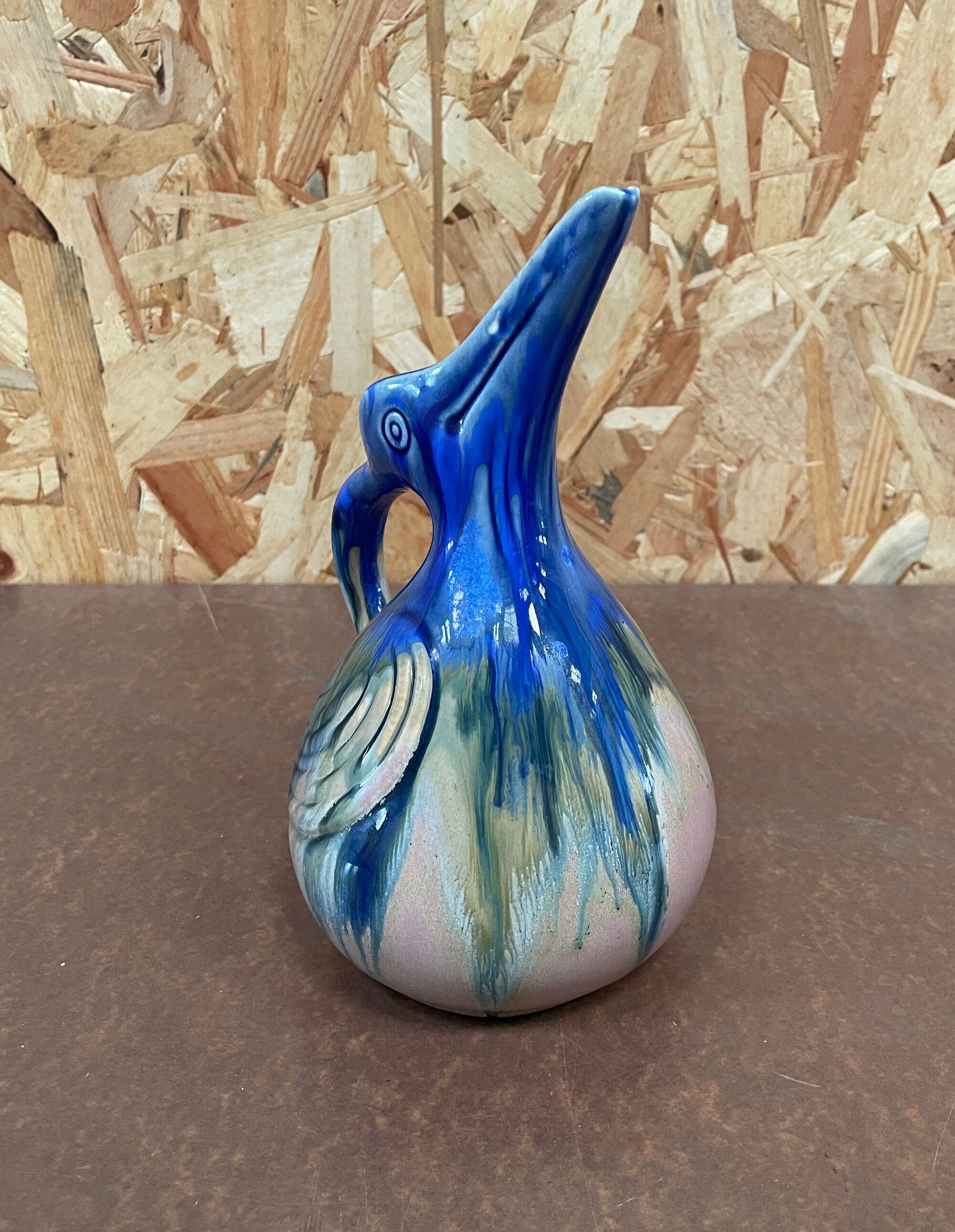 Zoomorphic pitcher in glazed sandstone by Gilbert Méténier in Gannat