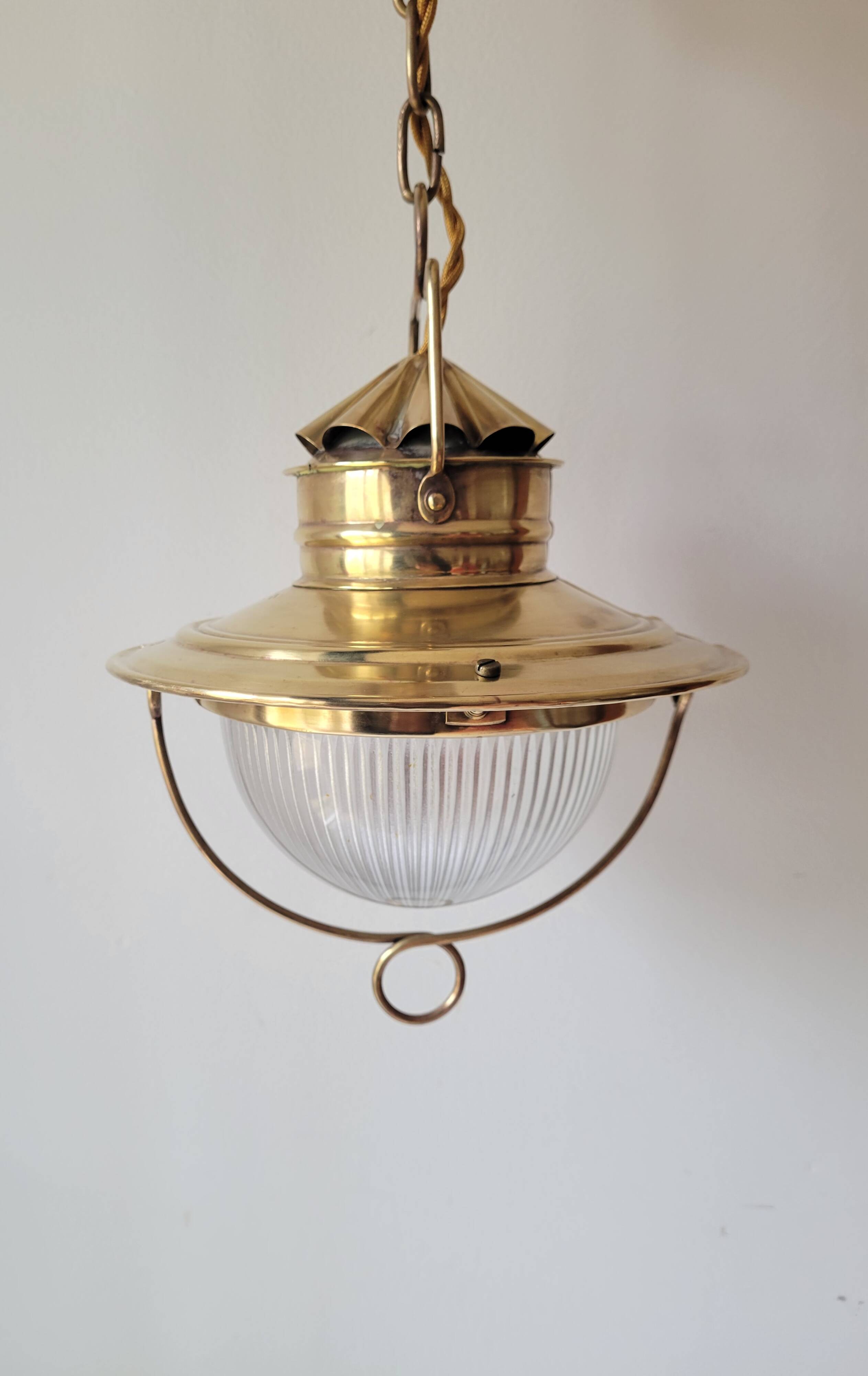 Holophane marine brass pendant light