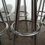 Set of 6 aluminum and wood bar stools in the Amat-3 style for Knoll, vintage 1990