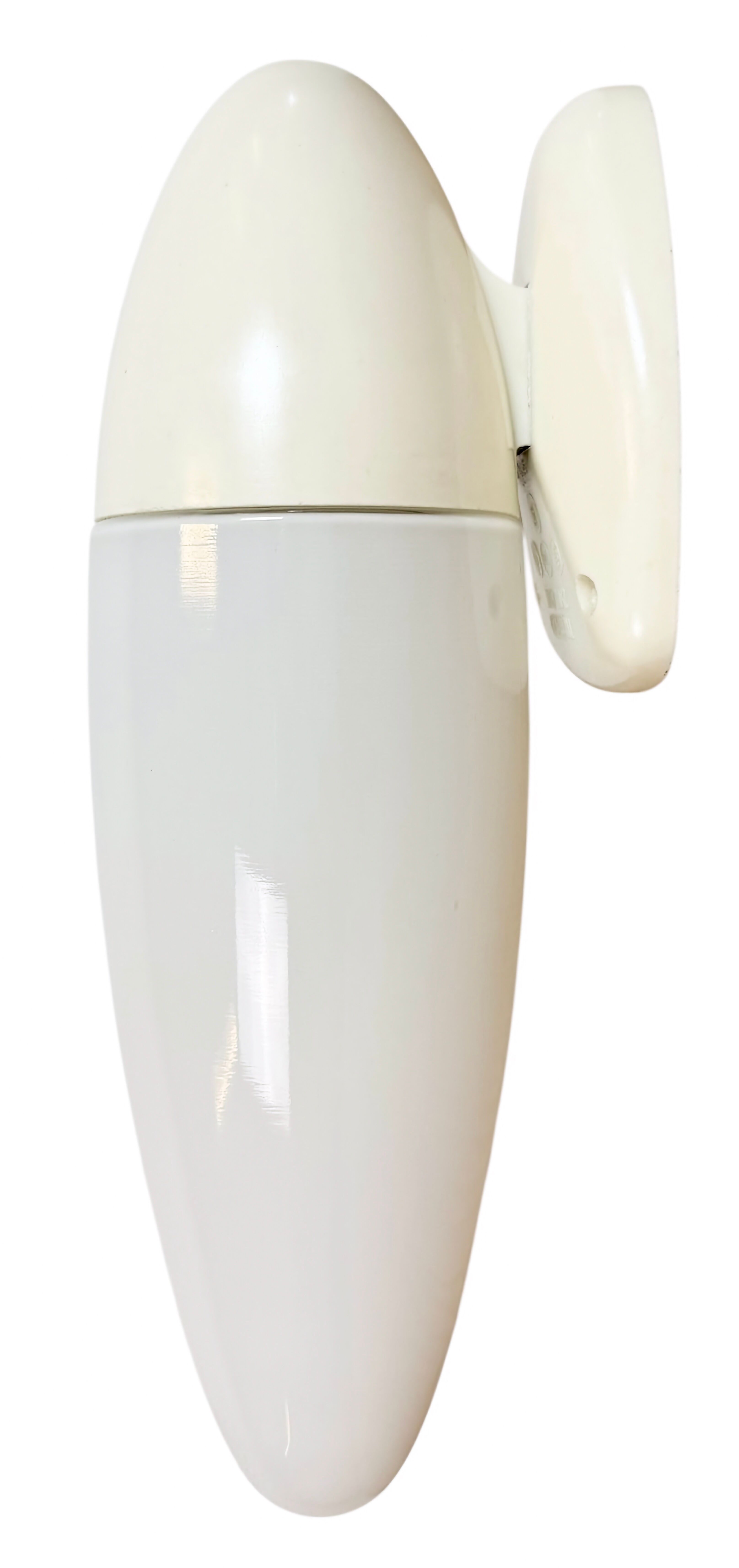 Industrial White Bakelite Wall Light with Milk Glass, 1950s