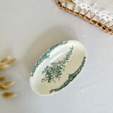 Romantic antique ravier porcelain floral style cream color and green details