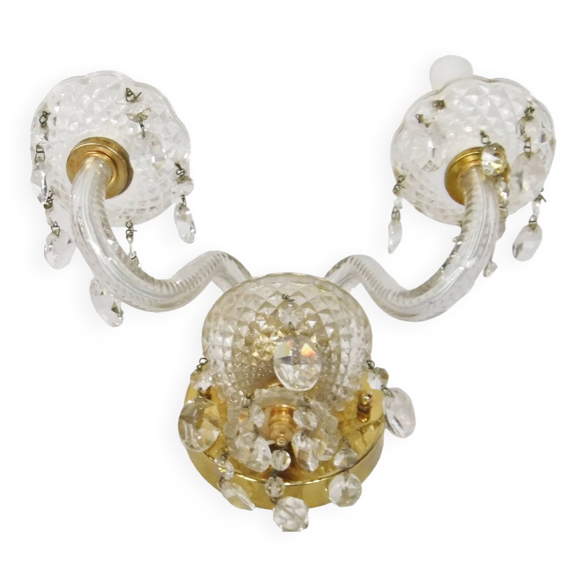 Murano diamond point glass wall lamp with pendant