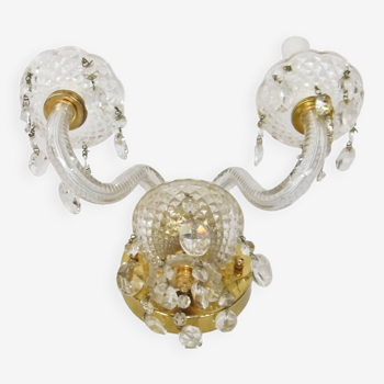 Murano diamond point glass wall lamp with pendant