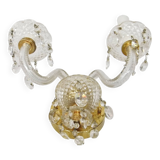 Murano diamond point glass wall lamp with pendant