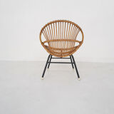 Rohe Noordwolde rattan lounge chair, The Netherlands 1950's