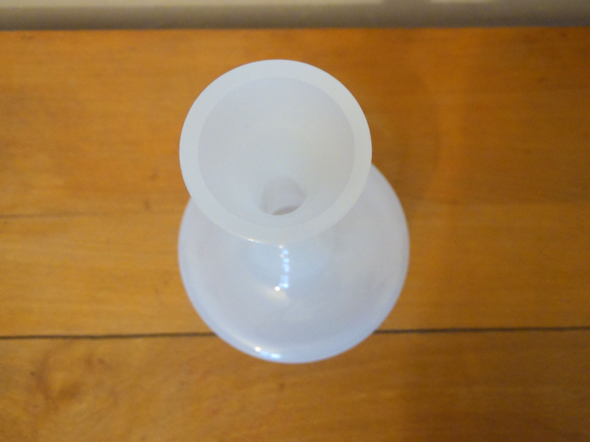White lacquered glass vase
