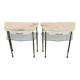 Paire de tables de chevet Hollywood Regency en bronze avec dessus en marbre