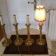 Set of four old electrified brass chandelier