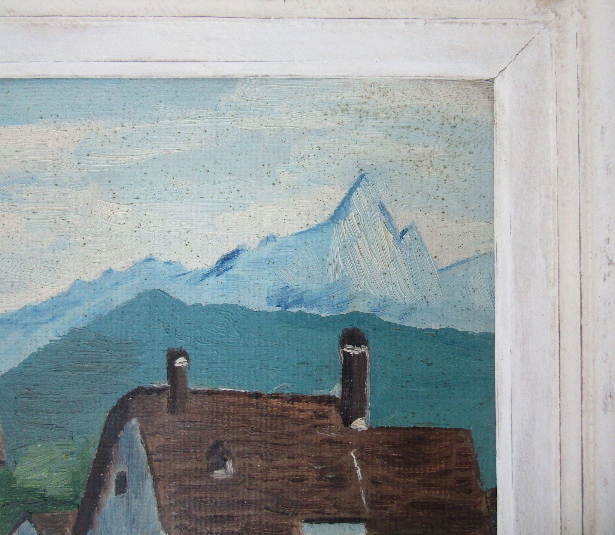 Tableau huile sur panneau, paysage montagnard