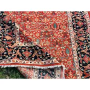 Hand-Knotted Area Rug with Floral Design, Red Wool Carpet for Living Room
