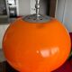 Vintage Space Age 1970 arc floor lamp, orange shade, marble base.