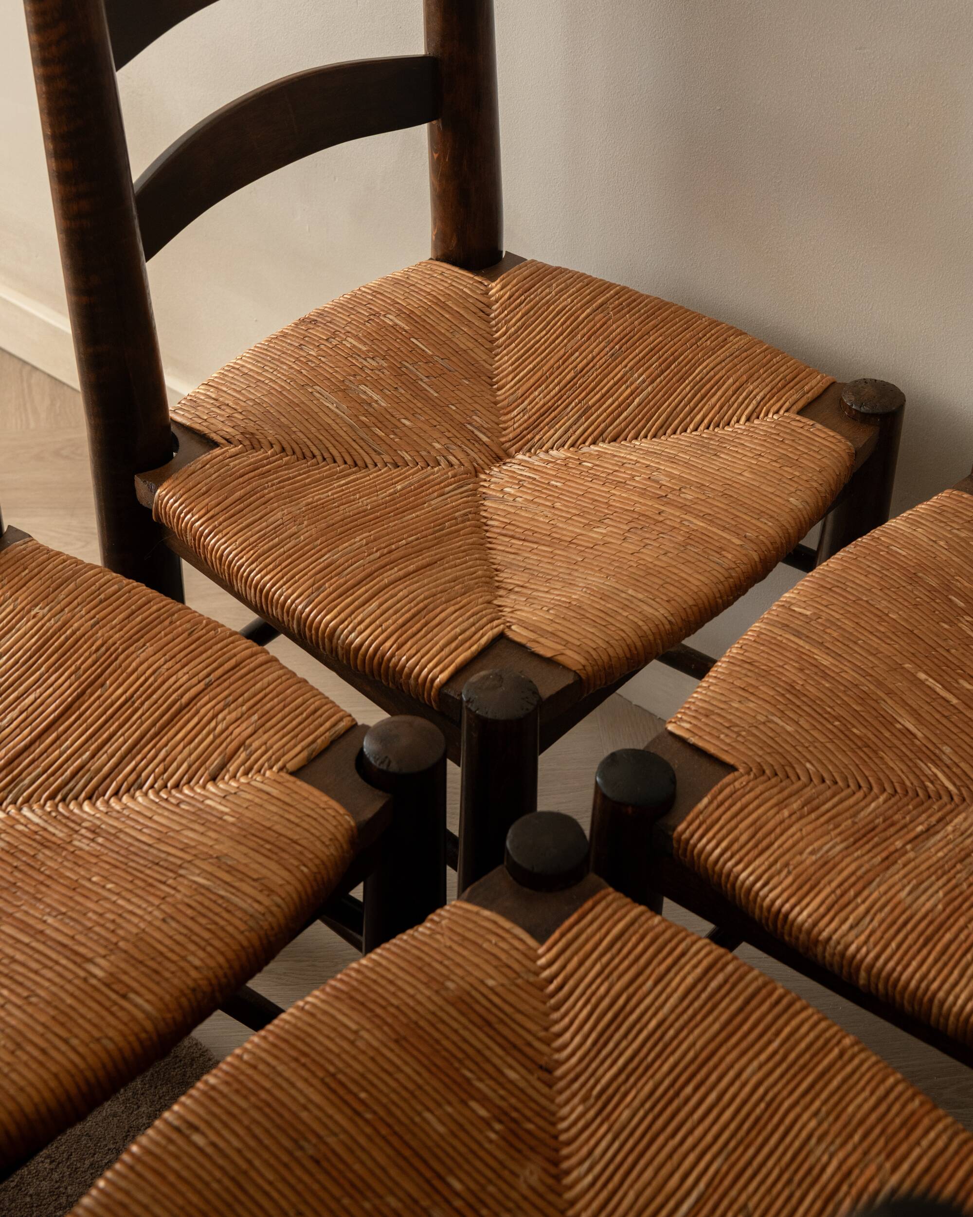 Vintage French Brutalist Dining Chairs by Georges Robert, 1950s, Set of 6
