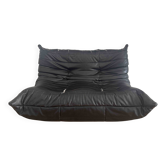 black leather 2-seater sofa to restore