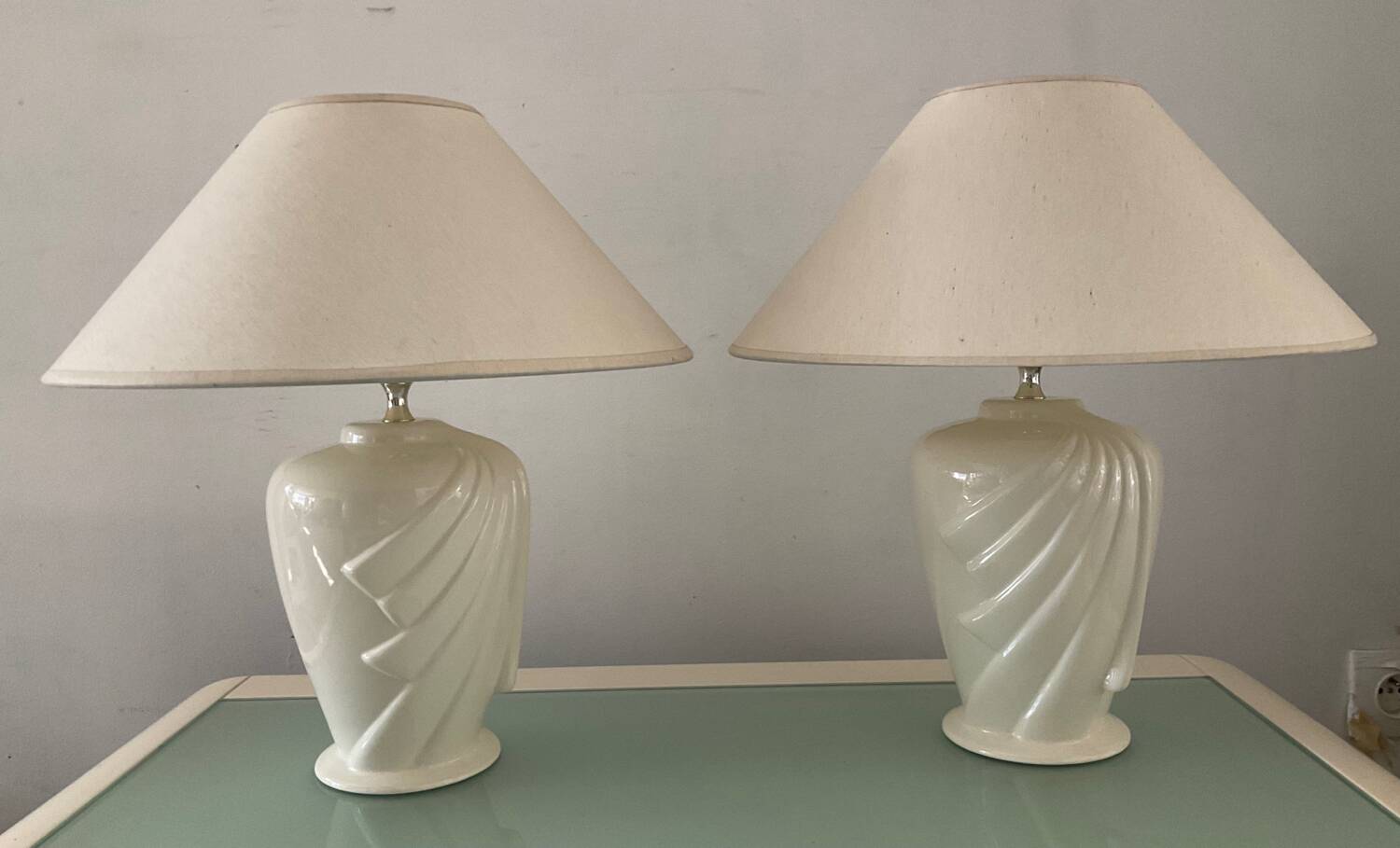 Paire de lampes vintage en céramique