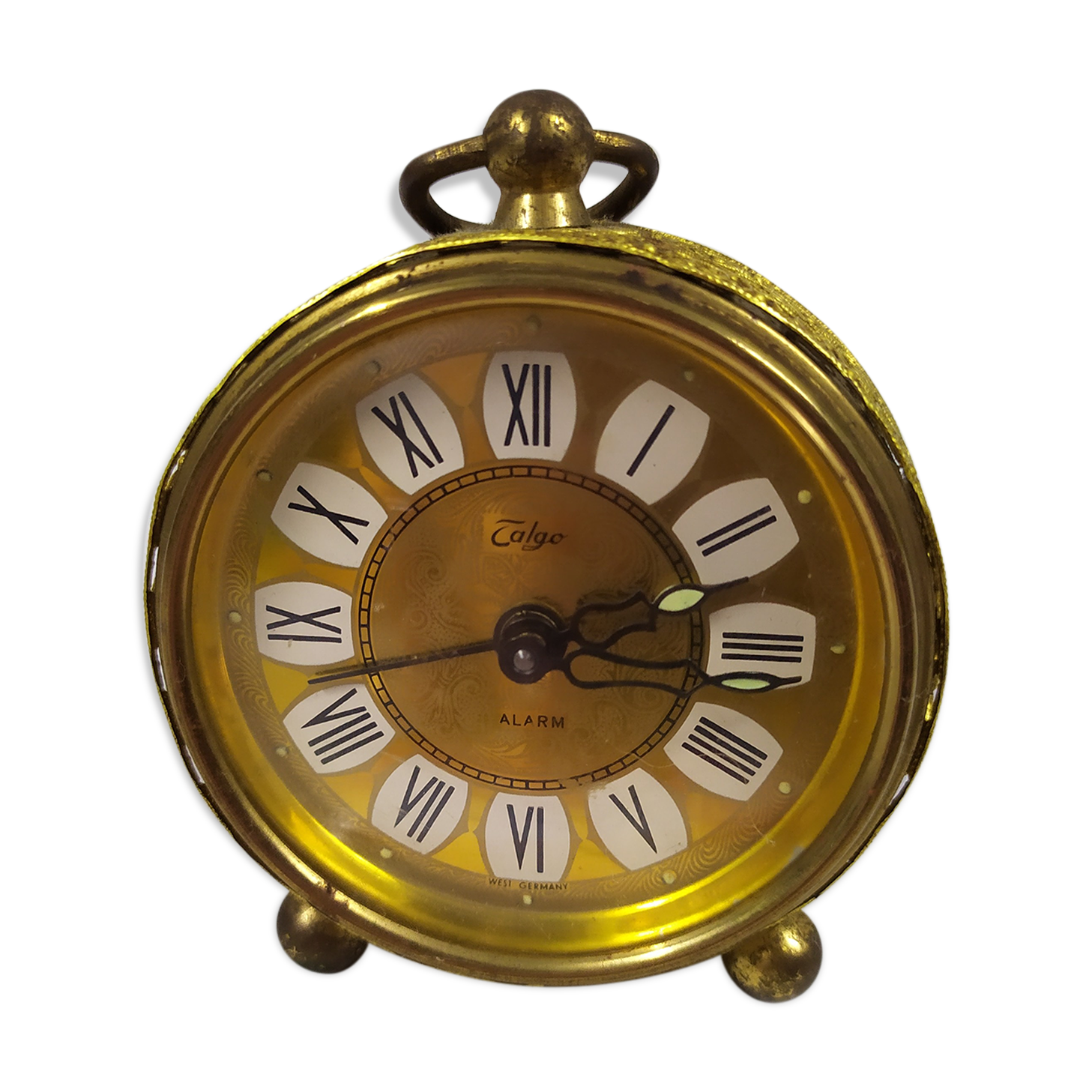 beautiful little golden mechanical alarm clock - vintage - TALGO - works