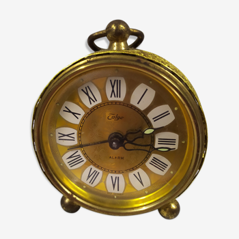 beautiful little golden mechanical alarm clock - vintage - TALGO - works