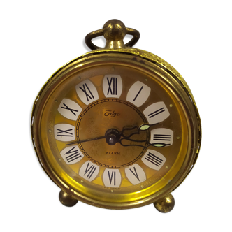 beautiful little golden mechanical alarm clock - vintage - TALGO - works