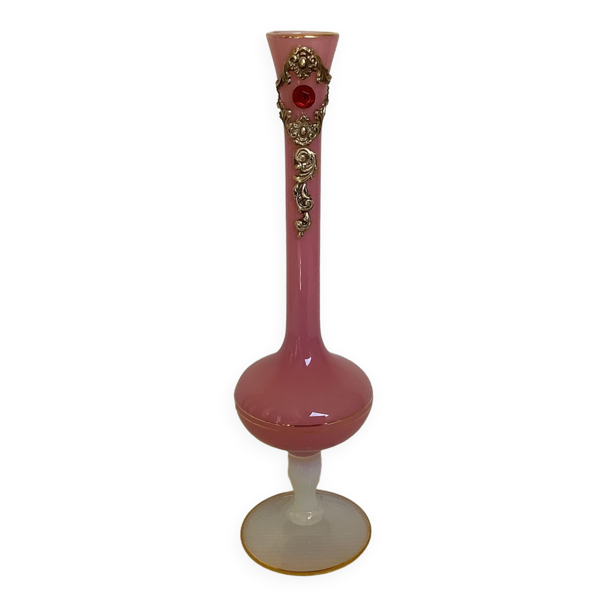 Pink opaline jewelry vase