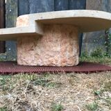 Asymmetrical coffee table design 80s in Mactan stones, travertine by Magnussen Ponte.