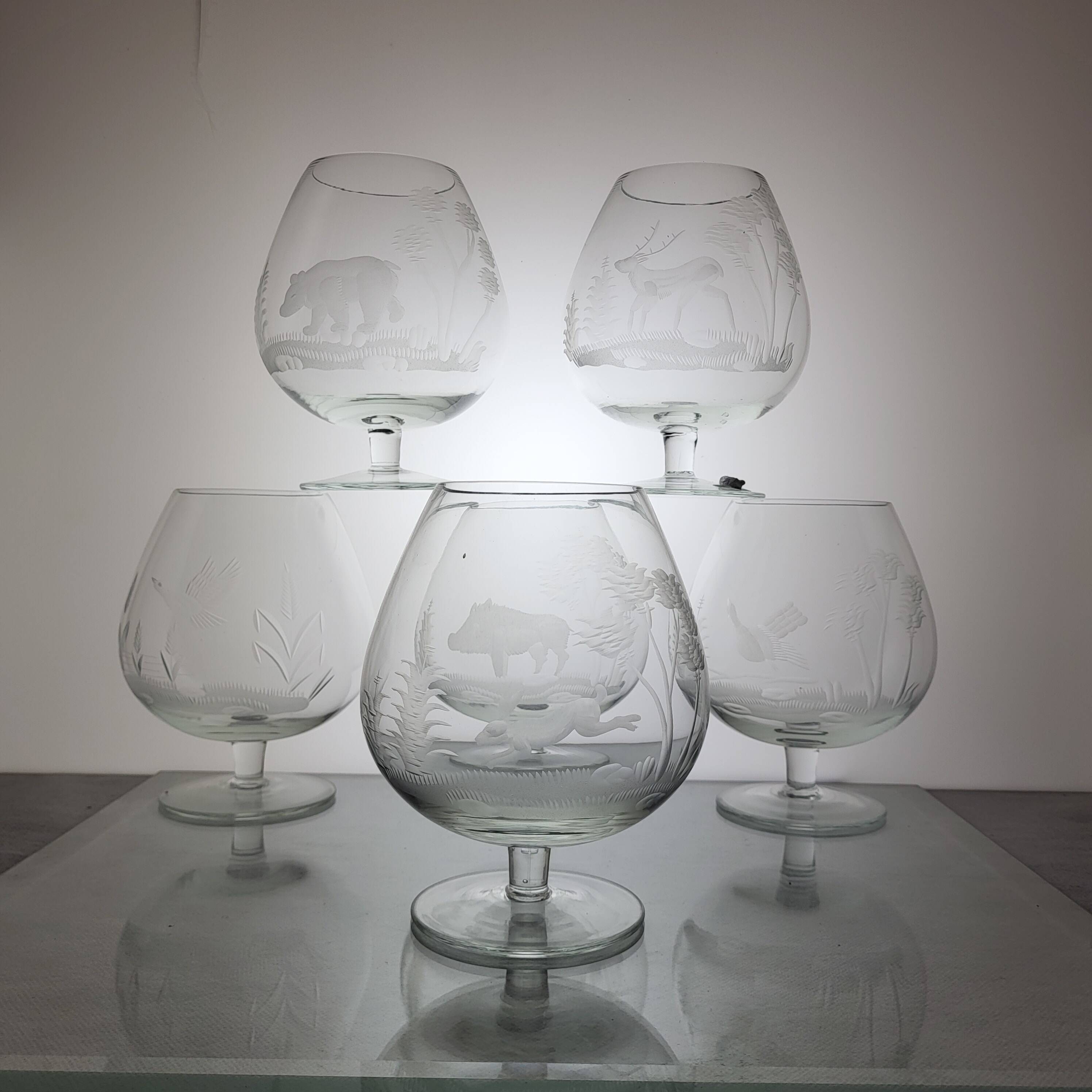 6 crystal cognac glasses