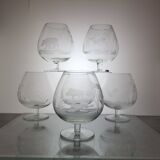 6 verres à cognac en cristal