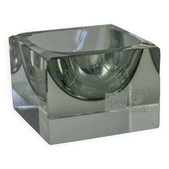 Ashtray Sommerso cubic gray by Seguso, Murano, Italy, 1970