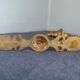 Pair of vintage brass and opaline wall lights
