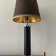 Vintage column lamp in leather and silver brass 60s-70s
