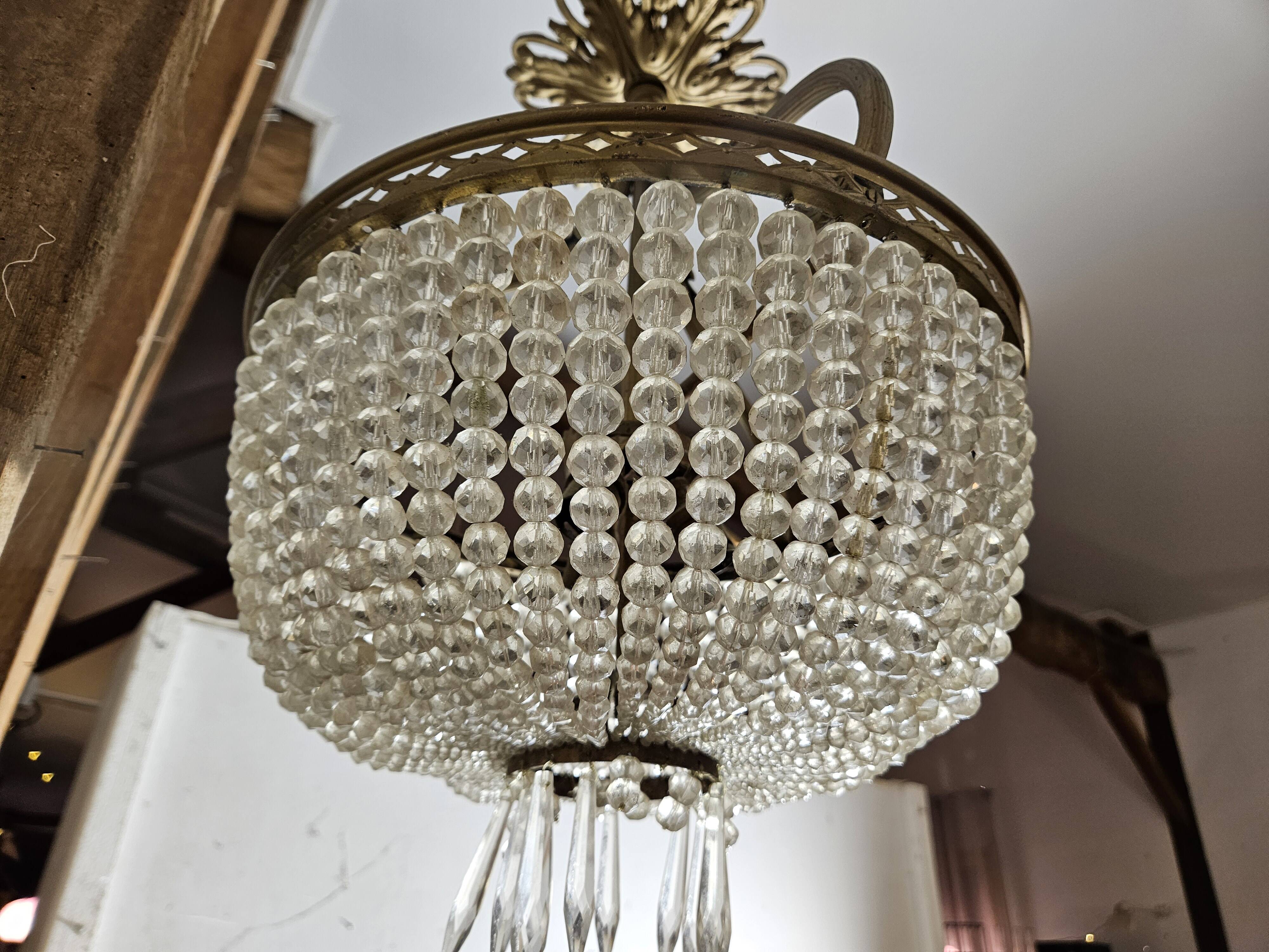 Napoleon III basket chandelier with tassels