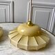 Pair of suspensions in opaline glass cream and silver border art deco 30s