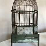 Octagonal bird cage made of wood and wire around 1920