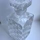 Glass whisky decanter and polished glass glass checkerboard effect 60s-70s