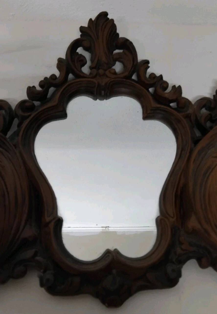 Antique Vintage Wall Mirror with Storage Faux Wood