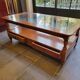 Table basse 2 tiroirs en merisier massif et verre