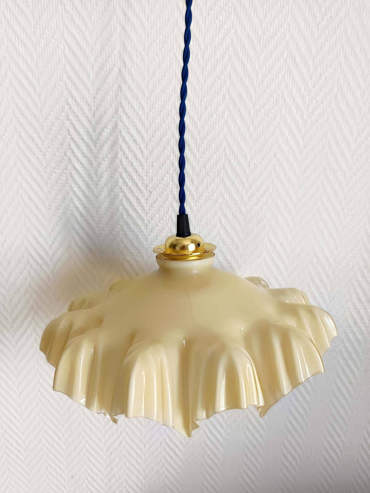 Yellow glass draped suspension Art Deco