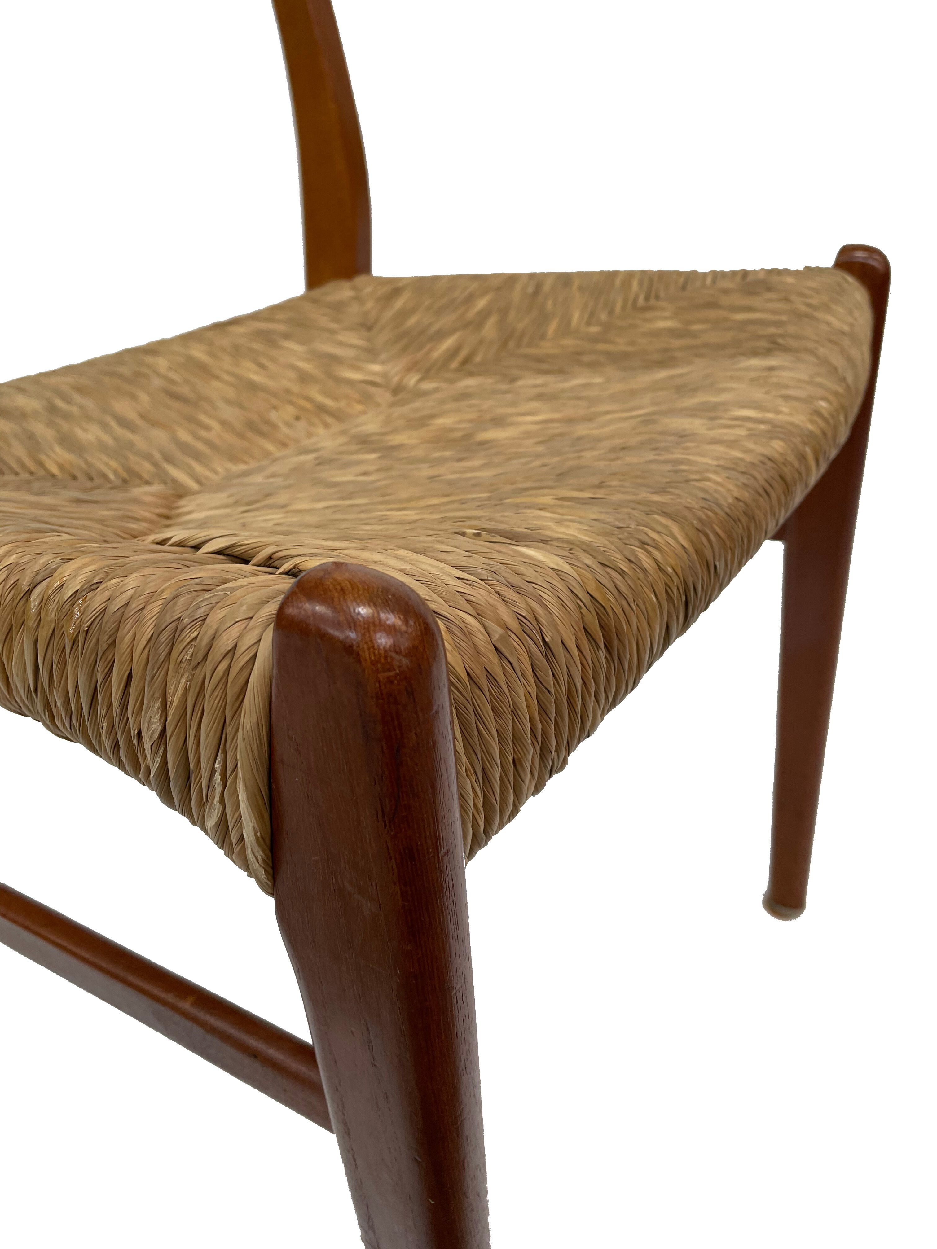 Mid-century teak dining chair by Arne Wahl Iversen for Glyngøre Stolefabric