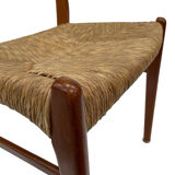 Mid-century teak dining chair by Arne Wahl Iversen for Glyngøre Stolefabric